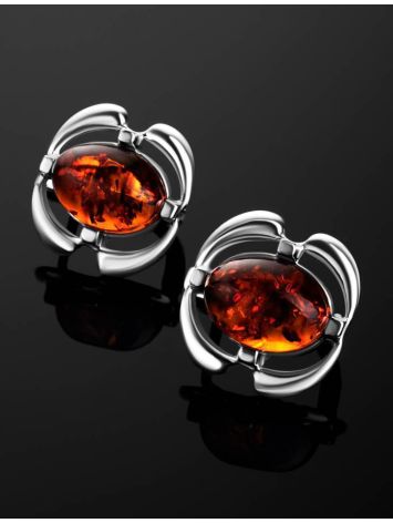 Cognac Amber Earrings In  Sterling Silver The Violet, image , picture 3