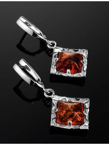Drop Amber Earrings In Sterling Silver The Hermitage, image , picture 2