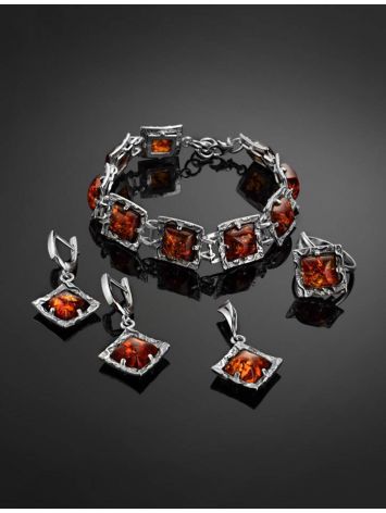 Drop Amber Earrings In Sterling Silver The Hermitage, image , picture 4