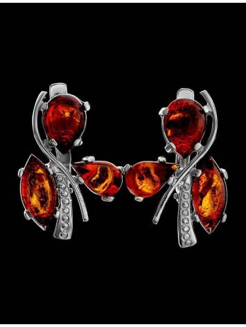 Cognac Amber Earrings In Sterling Silver The Verbena, image , picture 2