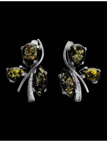 Green Amber Earrings In Sterling Silver The Verbena, image , picture 2