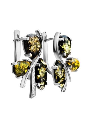 Green Amber Earrings In Sterling Silver The Verbena, image , picture 3