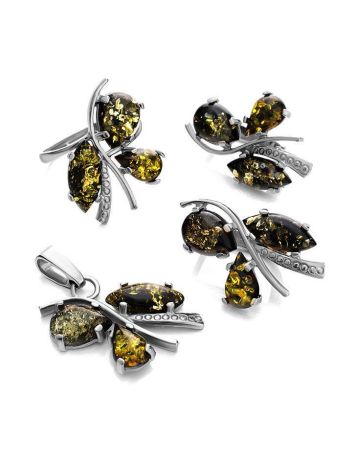 Green Amber Earrings In Sterling Silver The Verbena, image , picture 4