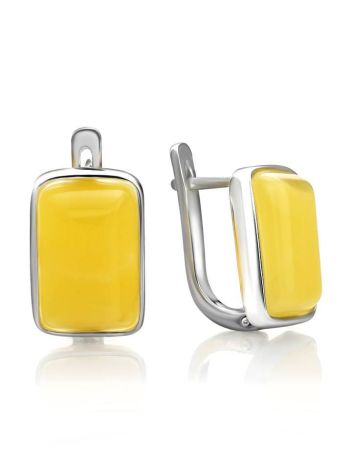 Geometric Silver Amber Earrings The Sparta, image , picture 3