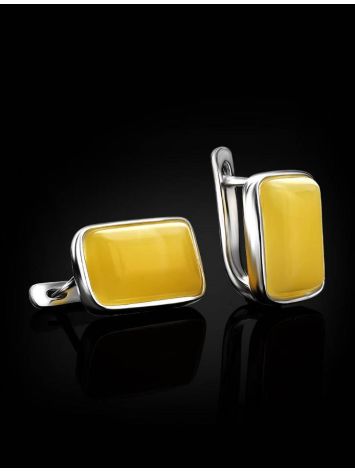 Geometric Silver Amber Earrings The Sparta, image , picture 2
