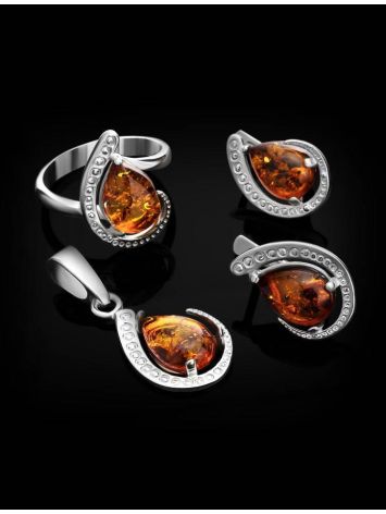 Cognac Amber Earrings In Sterling Silver The Acapulco, image , picture 5