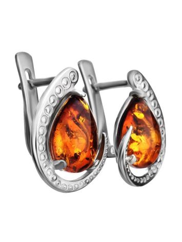 Cognac Amber Earrings In Sterling Silver The Acapulco, image , picture 4