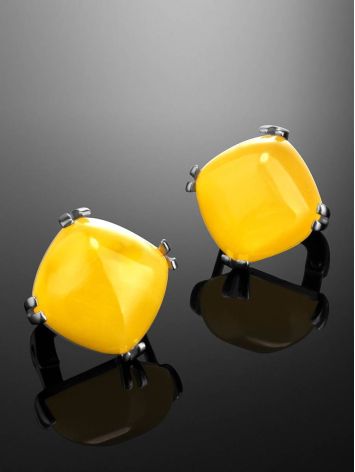 Square Cut Amber Earrings In Sterling Silver The Byzantium, image , picture 2