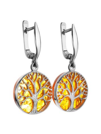 Symbolic Earrings Made With Amber And Sterling Silver The Tree Of Life, image , picture 3