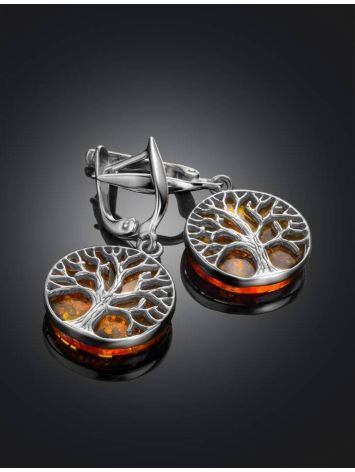 Symbolic Earrings Made With Amber And Sterling Silver  The Tree Of Life, image , picture 2