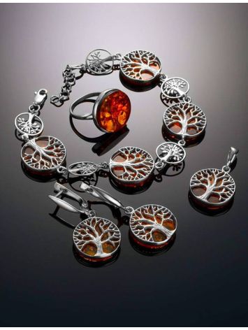 Symbolic Earrings Made With Amber And Sterling Silver  The Tree Of Life, image , picture 4
