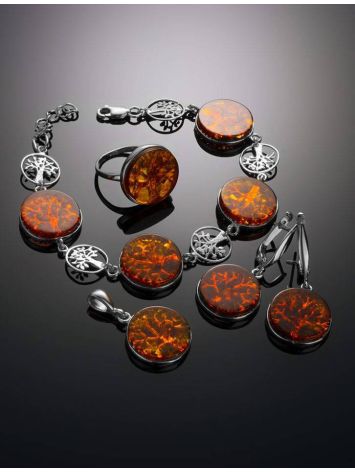 Symbolic Earrings Made With Amber And Sterling Silver The Tree Of Life, image , picture 5