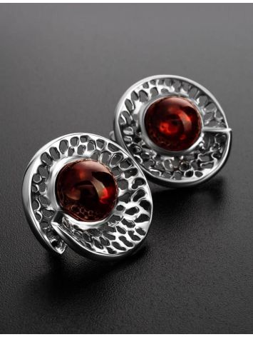 Cherry Amber Earrings In Sterling Silver The Venus, image , picture 2