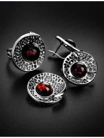 Cherry Amber Earrings In Sterling Silver The Venus, image , picture 4