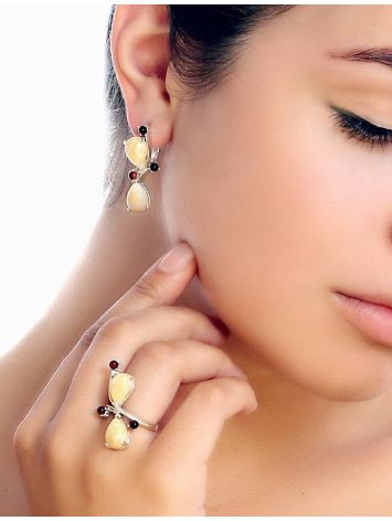 Lovely Silver Earrings With Honey Amber The Symphony, image , picture 3