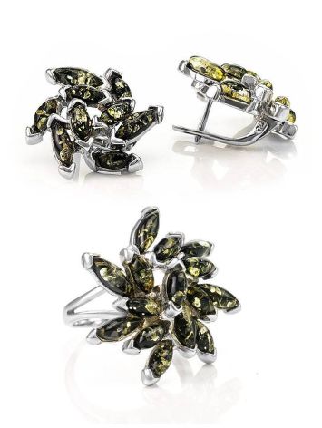 Latch Back Amber Earrings In Sterling Silver The Dahlia, image , picture 5