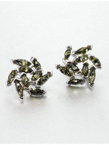 Latch Back Amber Earrings In Sterling Silver The Dahlia, image , picture 2