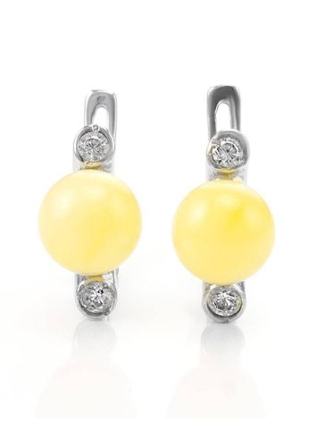 Honey Amber Earrings In Sterling Silver With Crystals The Themis, image , picture 4