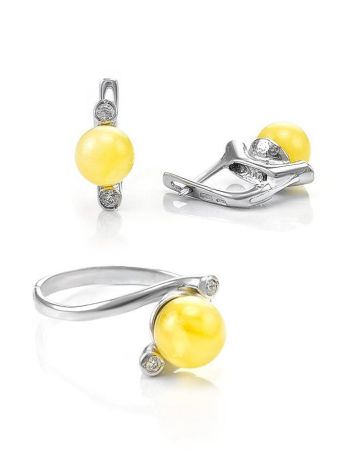 Honey Amber Earrings In Sterling Silver With Crystals The Themis, image , picture 5