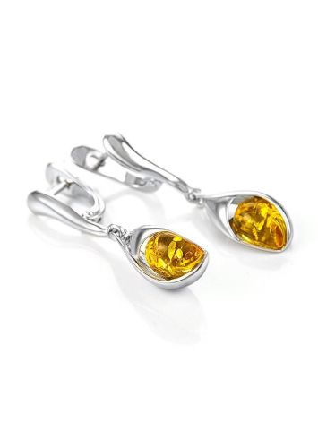 Lemon Amber Earrings In Sterling Silver The Peony, image , picture 3