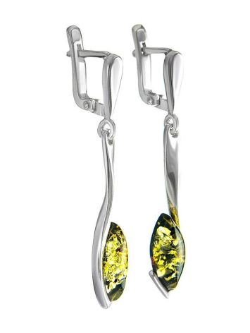Sterling Silver Dangles With Bright Green Amber The Adagio, image , picture 2