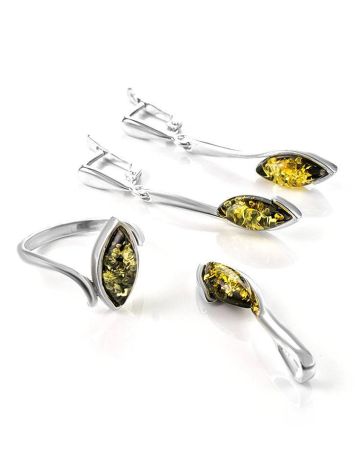 Sterling Silver Dangles With Bright Green Amber The Adagio, image , picture 3