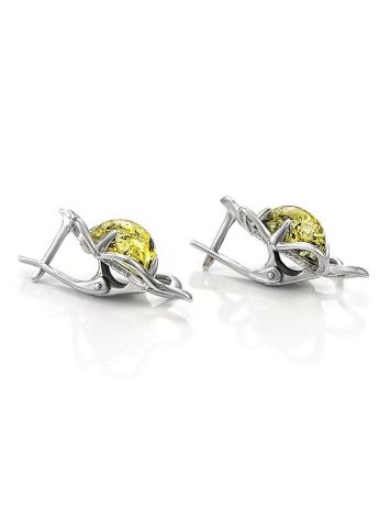 Latch Back Earrings In Sterlings Silver With Green Amber The Daisy, image , picture 4