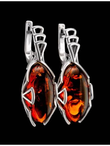 Cognac Amber Earrings In Sterling Silver The Rendezvous, image , picture 2