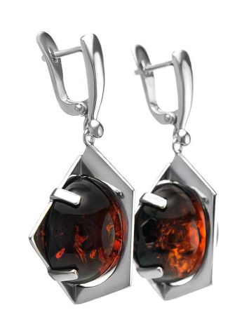 Drop Amber Earrings In Sterling Silver The Saturn, image , picture 5
