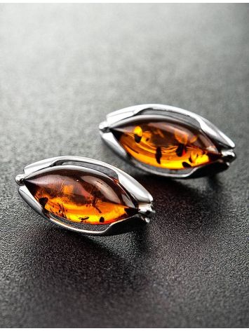 Elegant Amber Earrings In Sterling Silver The Ballade, image , picture 2