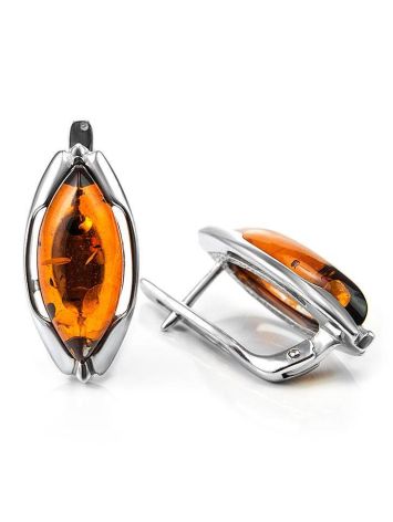 Elegant Amber Earrings In Sterling Silver The Ballade, image , picture 3