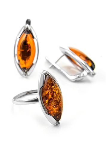 Elegant Amber Earrings In Sterling Silver The Ballade, image , picture 5