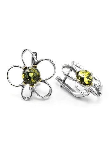 Lovely Green Amber Earrings In Sterling Silver The Daisy, image , picture 3