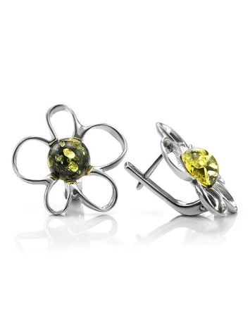 Lovely Green Amber Earrings In Sterling Silver The Daisy, image , picture 2