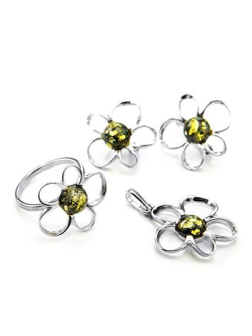 Lovely Green Amber Earrings In Sterling Silver The Daisy, image , picture 4
