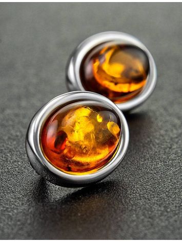 Sterling Silver Earrings With Cognac Amber The Goji, image , picture 2