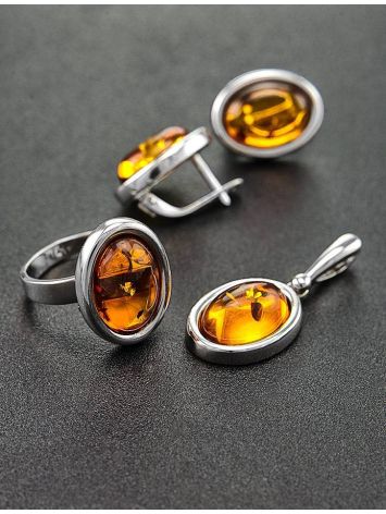 Sterling Silver Earrings With Cognac Amber The Goji, image , picture 5