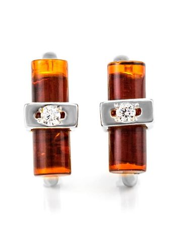 Amber Earrings In Sterling Silver With Crystals The Scandinavia, image , picture 5