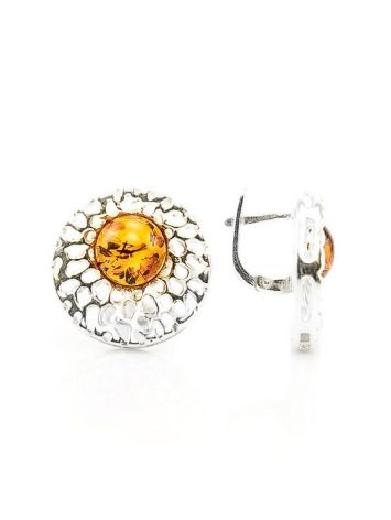 Cognac Amber Earrings In Sterling Silver The Venus, image , picture 5