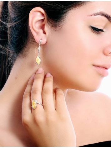 Adorable White Amber Earrings In Sterling Silver The Adagio, image , picture 2
