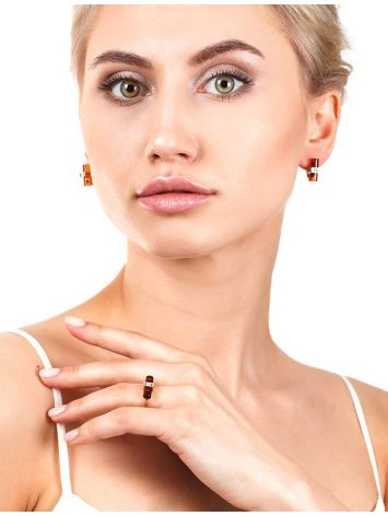 Amber Earrings In Sterling Silver With Crystals The Scandinavia, image , picture 4