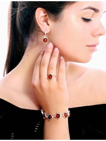 Drop Amber Earrings In Sterling Silver The Sphere, image , picture 4