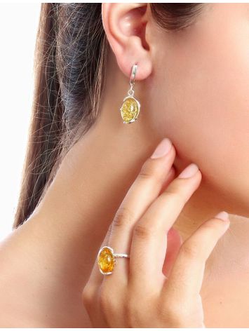 Oval Amber Earrings In Sterling Silver The Vivaldi, image , picture 2