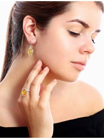 Oval Amber Earrings In Sterling Silver The Vivaldi, image , picture 5