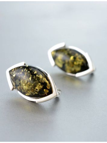 Green Amber Earrings In Sterling Silver The Petal, image , picture 2