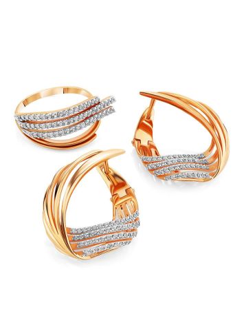 Wonderful Designer Gold Crystal Earrings, image , picture 3