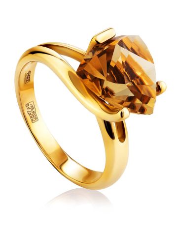 Amazing Golden Ring With Lustrous Citrine Centerpiece, Ring Size: 7 / 17.5, image 