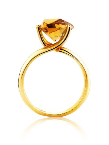 Amazing Golden Ring With Lustrous Citrine Centerpiece, Ring Size: 7 / 17.5, image , picture 3