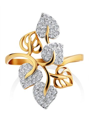 Floral Design Gold Crystal Ring, Ring Size: 12 / 21.5, image , picture 3