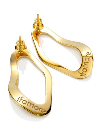 Abstract Design Gold Plated Silver Earrings The Liquid, image , picture 3